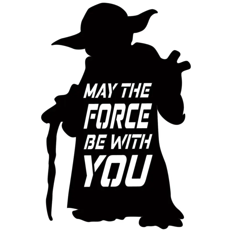 Yoda Silüet Yazılı Metal Duvar Panosu - Siyah