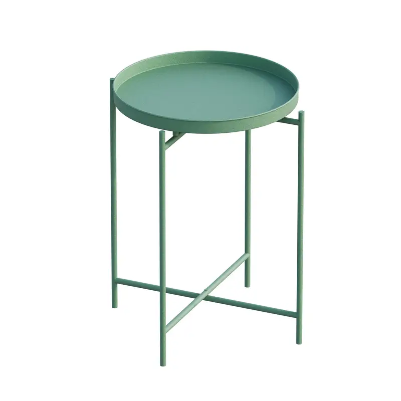 Yuvarlak Metal Tepsi Sehpa - Yeşil