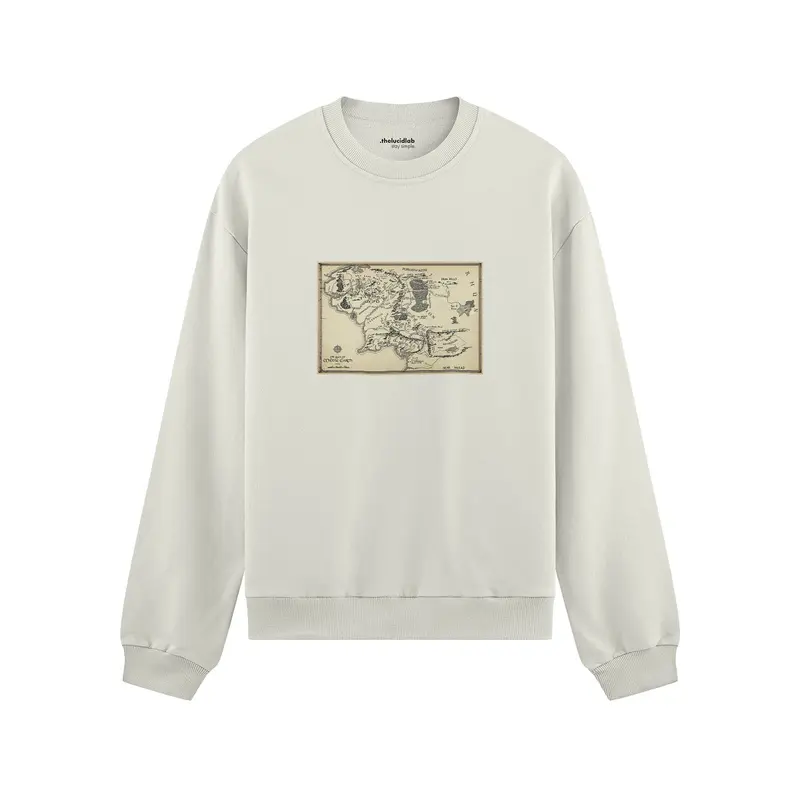 Yüzüklerin Efendisi Orta Dünya Haritası - Lord Of The Rings Oversize Sweatshirt