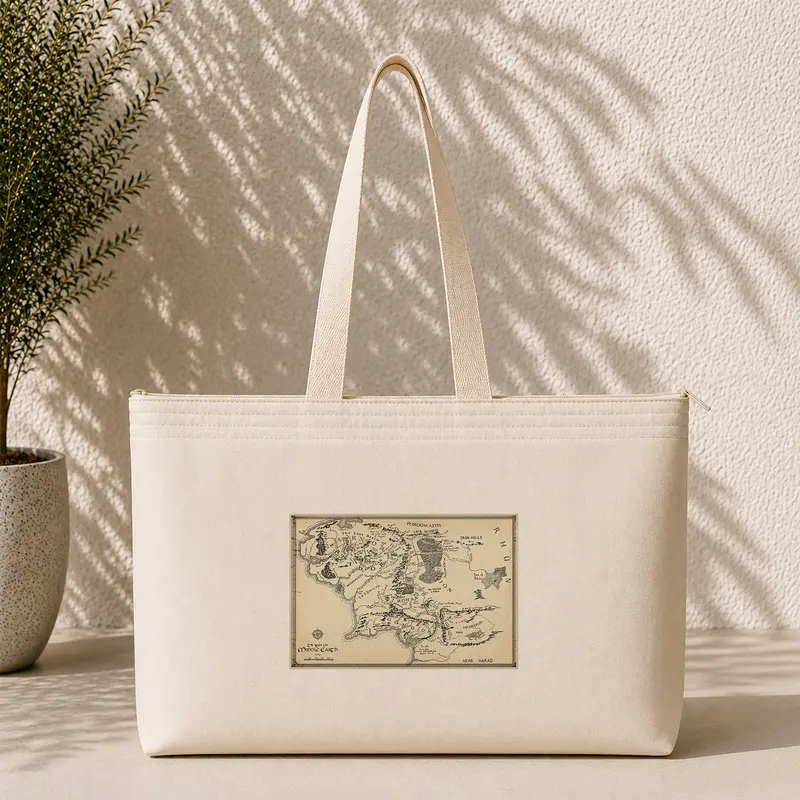 Yüzüklerin Efendisi Orta Dünya Haritası - Lord Of The Rings Weekend Tote Bag