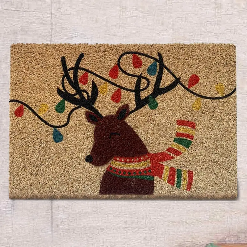 Yılbaşı Geyik Doğal Koko Hindistan Cevizi Kapı Önü Paspas 60x40cm