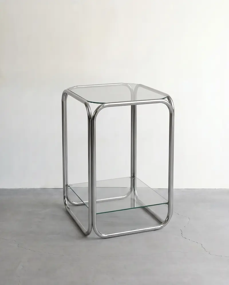 Zühre Krom Metal Camlı Sehpa